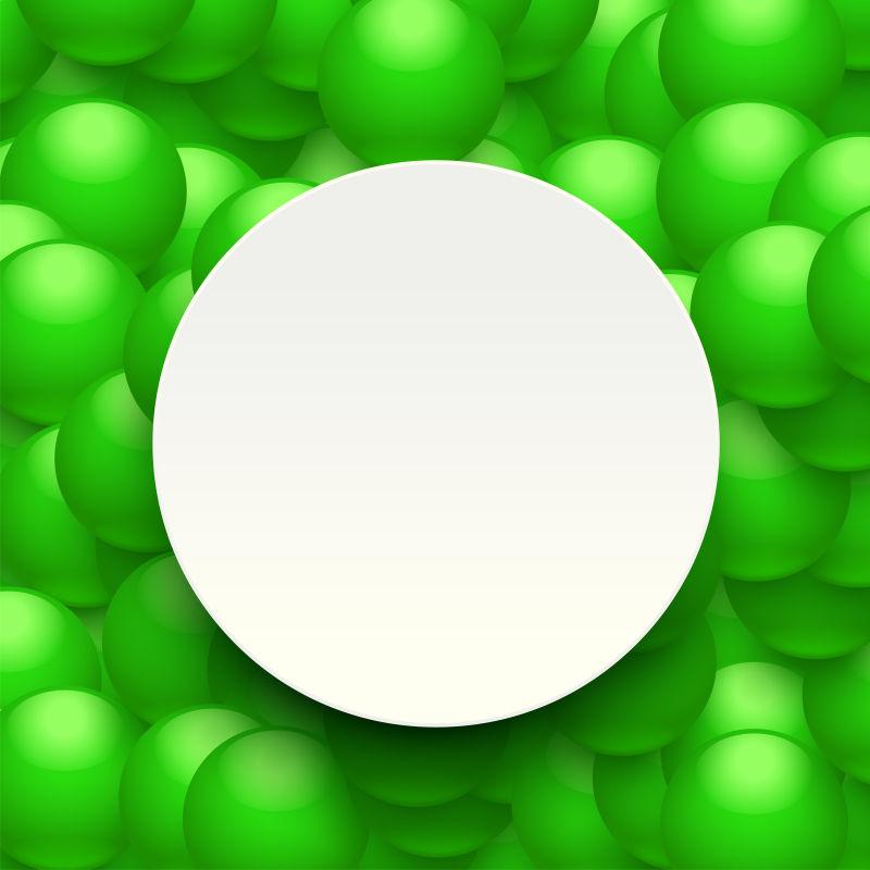 背景与白圈纸上的绿色球矢量