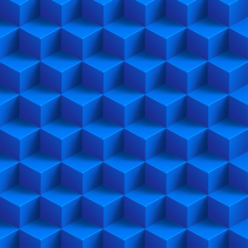 阴影背景下的蓝色立方体图解矢量