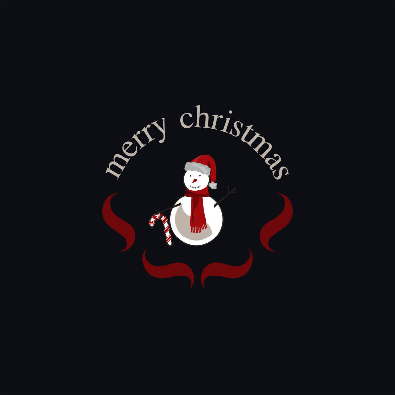 雪人和祝福语矢量创意logo设计