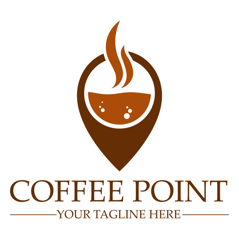 褐色咖啡屋标志水滴状矢量设计