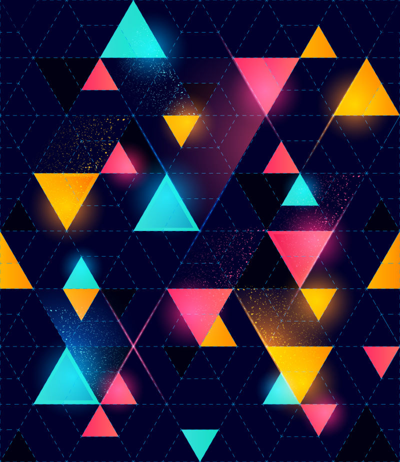 创意矢量抽象彩色三角无缝背景
