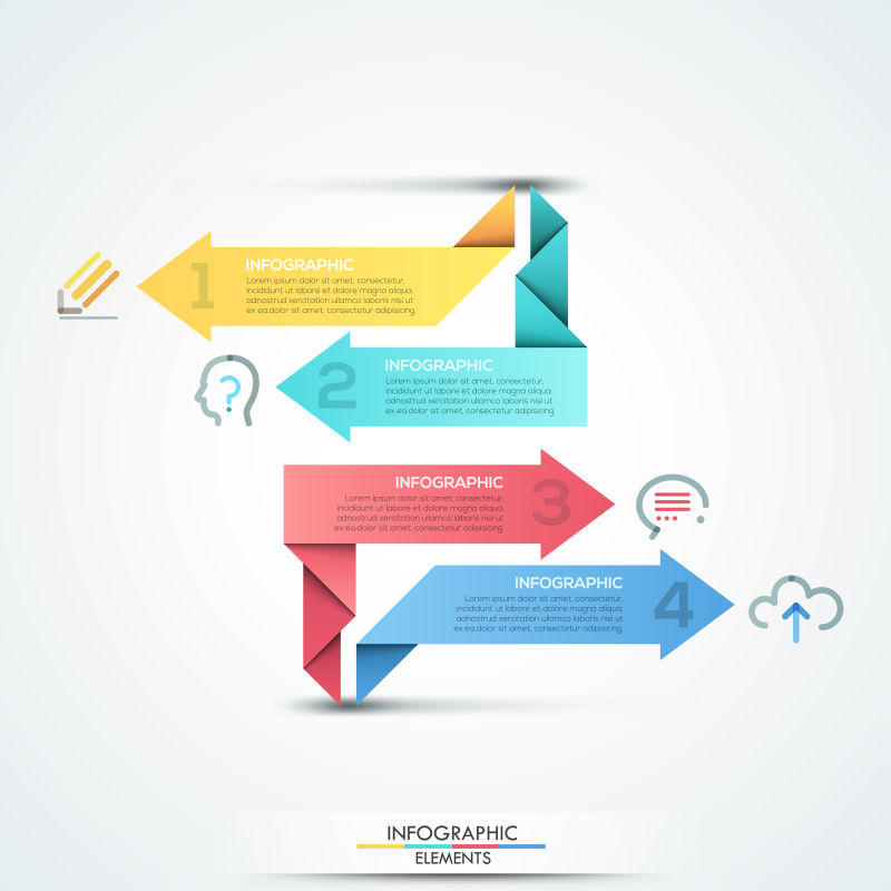 矢量彩色折纸风格的信息图表设计