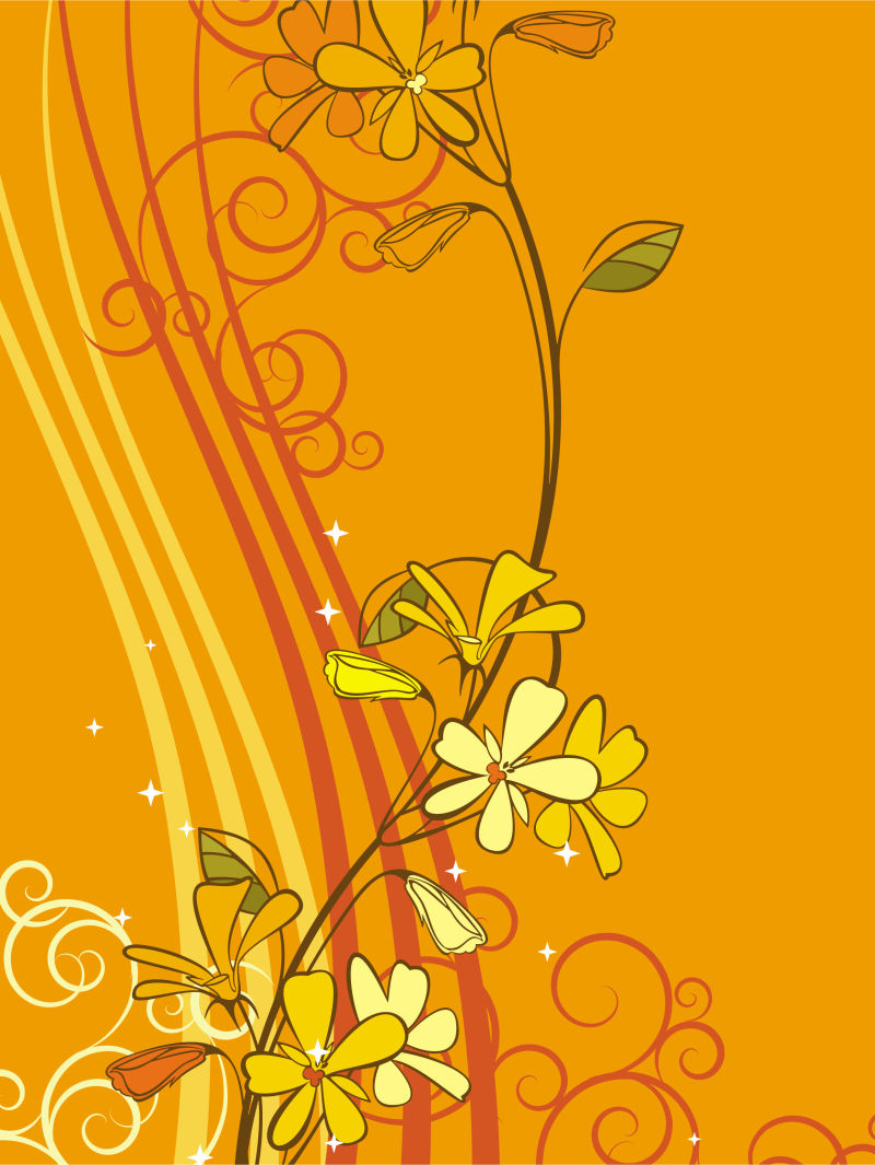 矢量创意橙色抽象植物元素插图