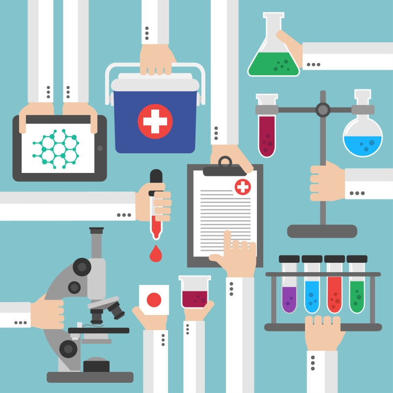 创意矢量医疗研究概念的扁平插图