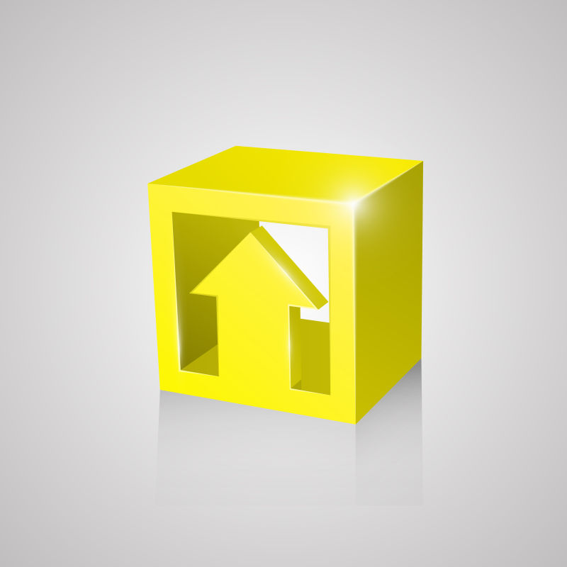矢量抽象黄色箭头立方体设计
