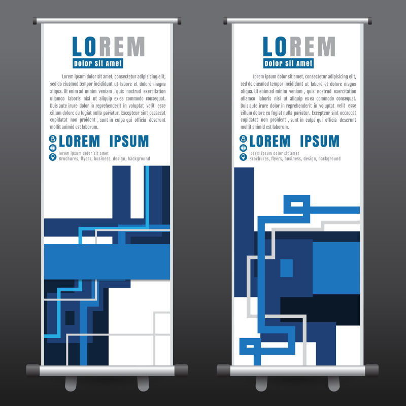抽象蓝色几何风格的矢量创意竖横幅设计
