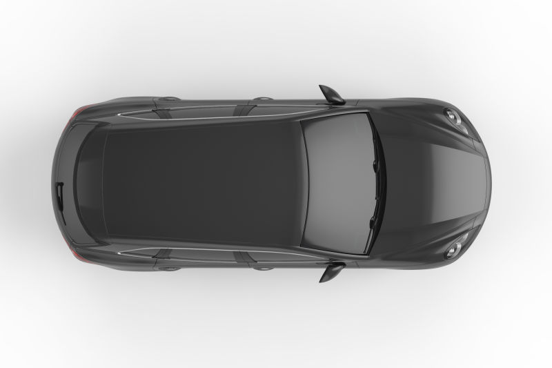 白色背景下的黑色SUV汽车顶视图