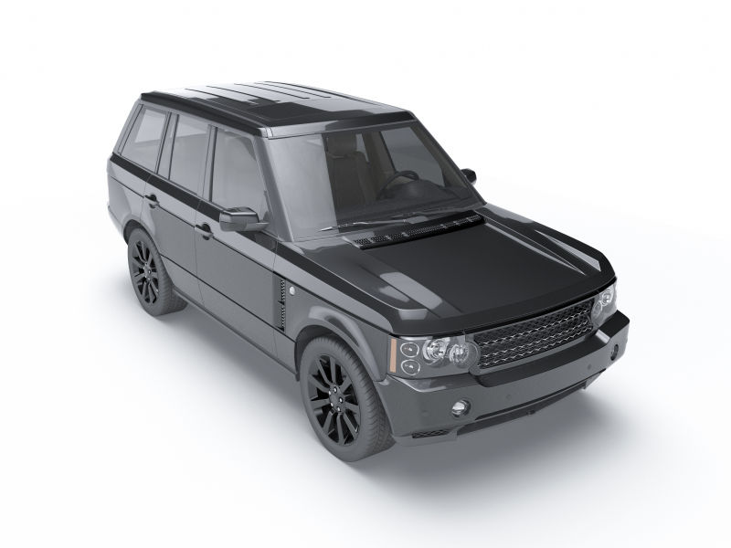白色背景下的黑色SUV汽车模型展示