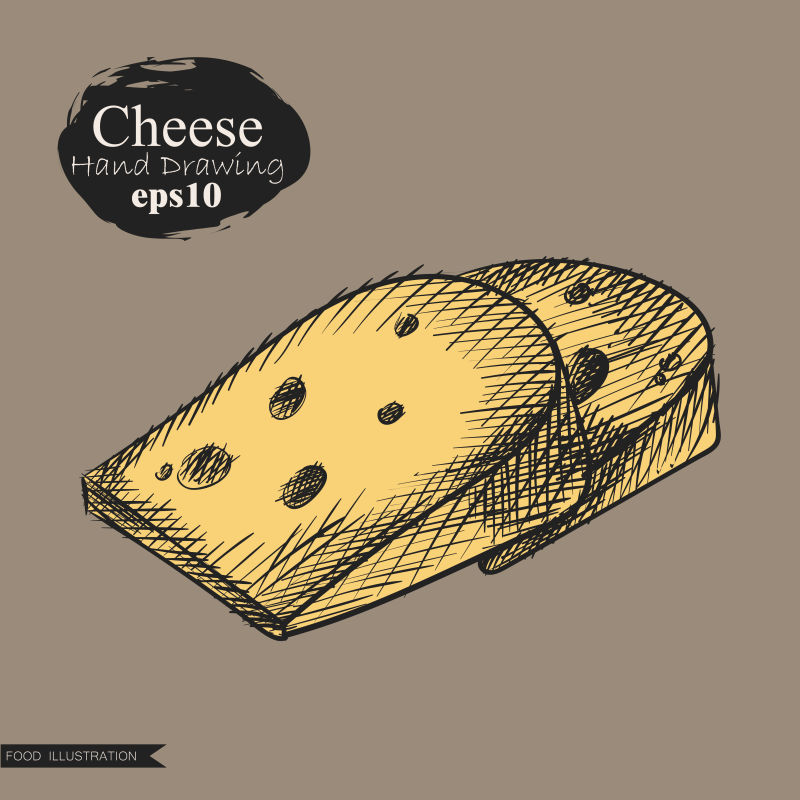 创意矢量手绘奶酪插图