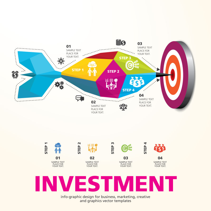 飞镖元素的失量商业投资信息图表