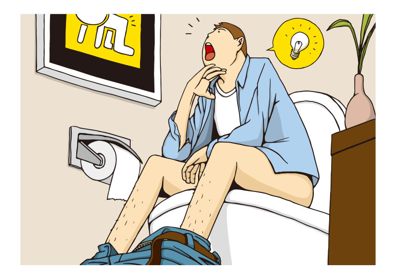 创意矢量卡通厕所里的男人插图