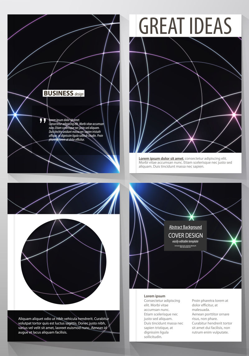 创意矢量现代抽象轨道元素的宣传册设计