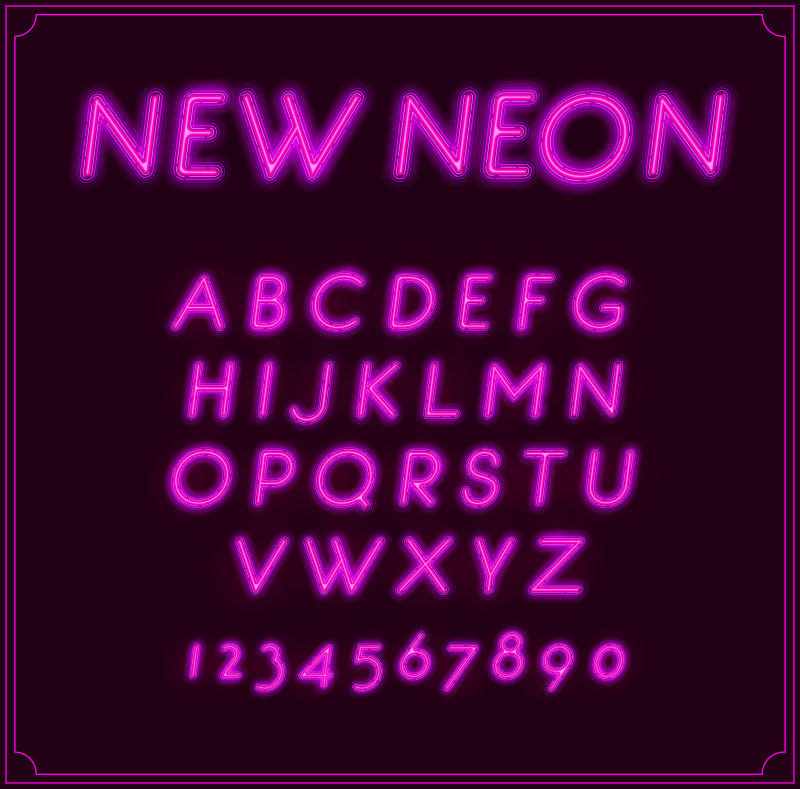 抽象矢量紫色霓虹灯创意字母设计