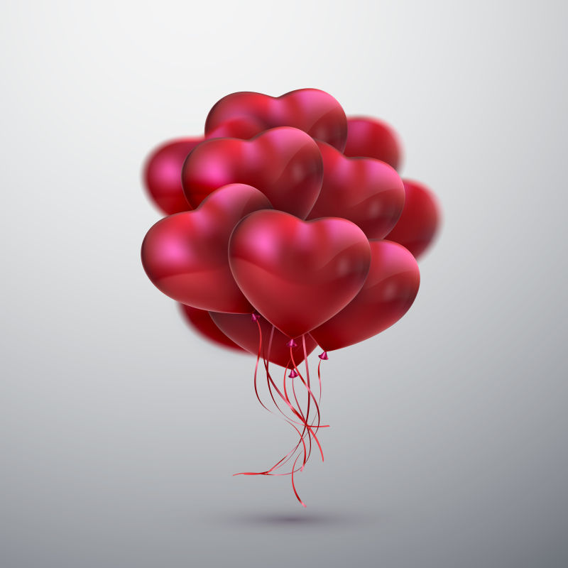 矢量飞行的浪漫心形气球