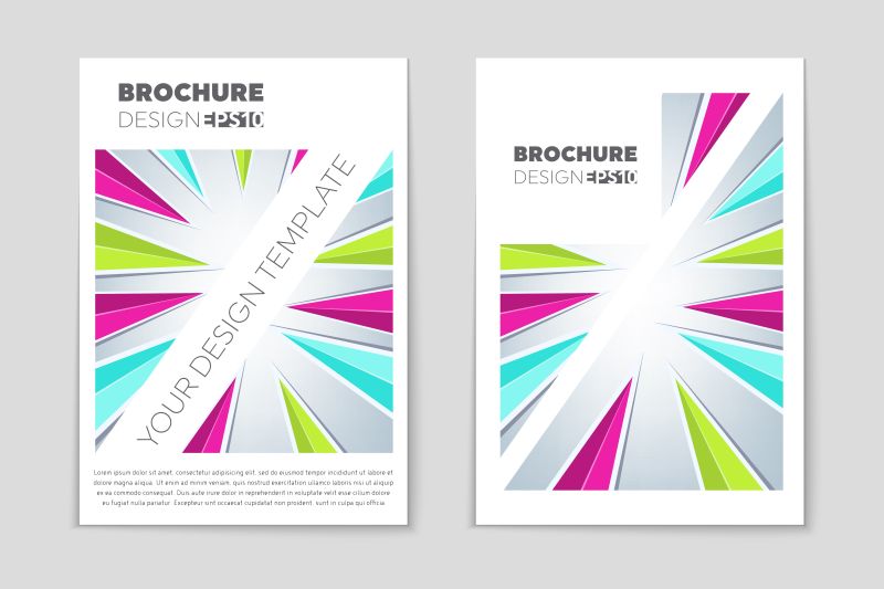 彩色几何图案的宣传手册矢量设计