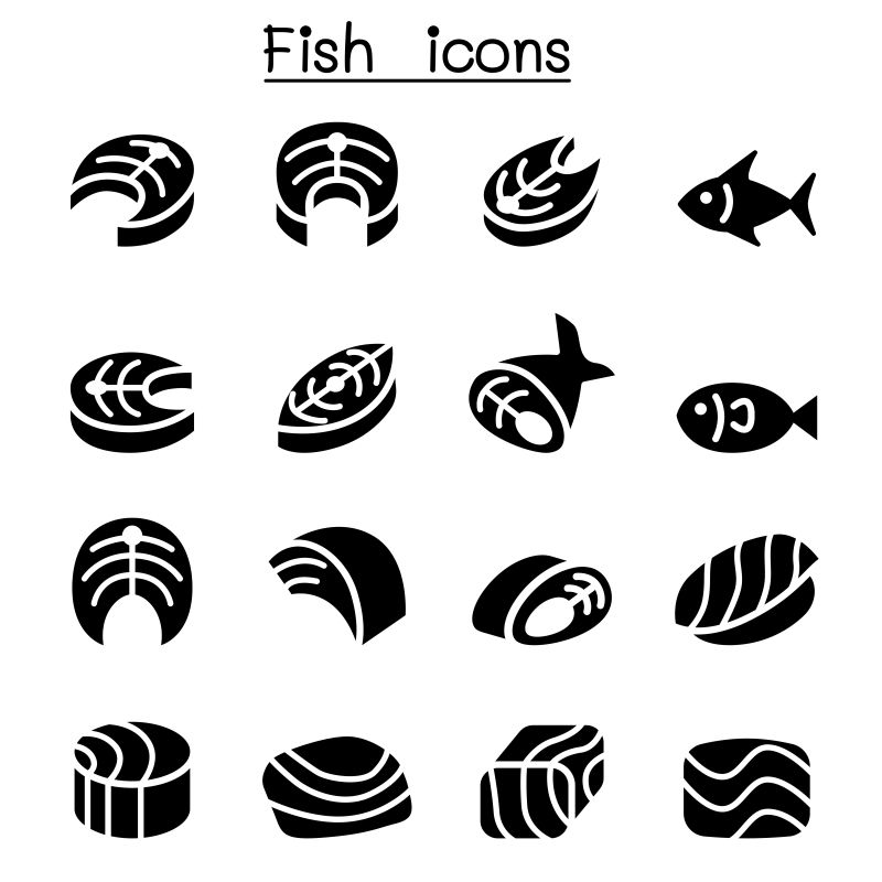 抽象矢量黑色鱼肉图标设计