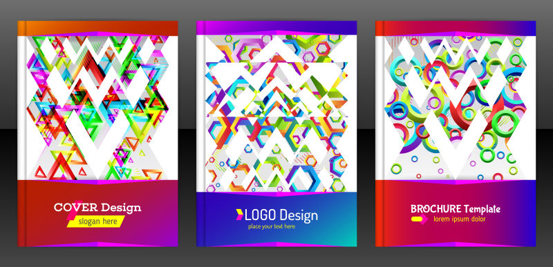 多边形几何图案宣传册封面设计矢量