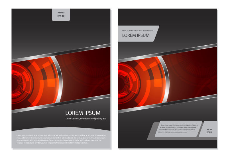 抽象矢量红色科技元素的宣传册封面设计
