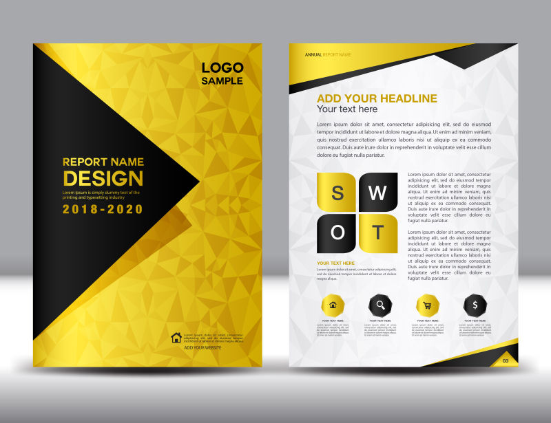 抽象矢量黄色几何风格的宣传封面设计