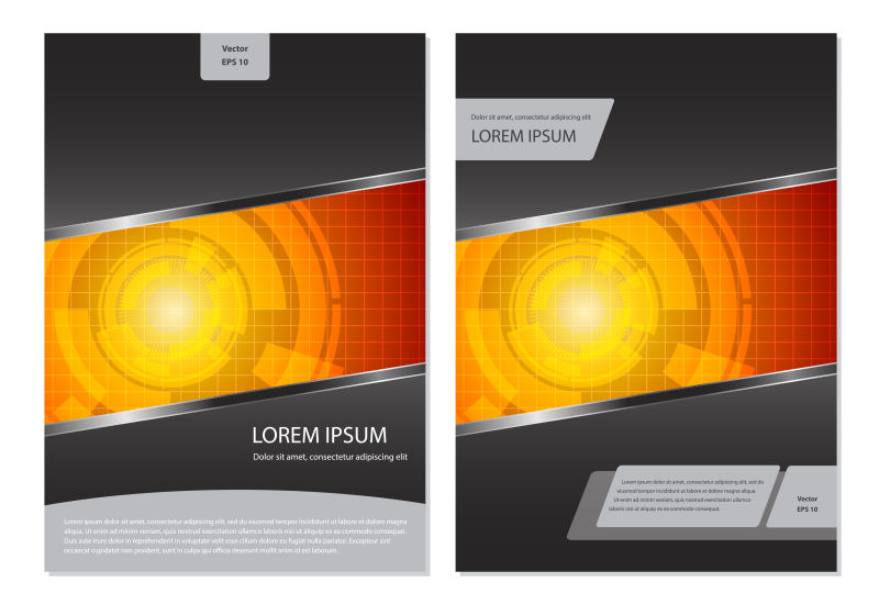 抽象矢量现代黄色科技元素的宣传册封面设计