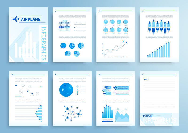 矢量信息图形元素飞机报告手册