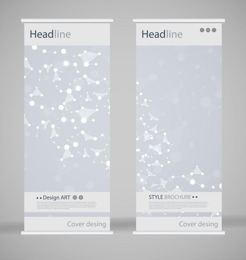 抽象矢量现代灰色几何元素的竖横幅设计