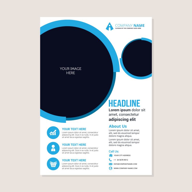 矢量的蓝色圆形图案宣传手册设计