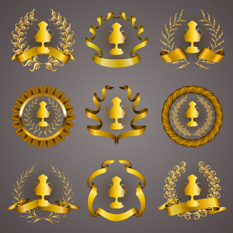 矢量金色装饰的徽章设计