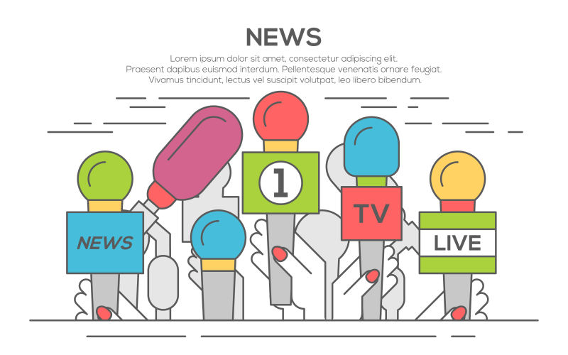 抽象新闻主题的矢量平面插图