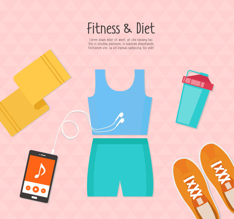 创意矢量健身饮食主题的平面插图