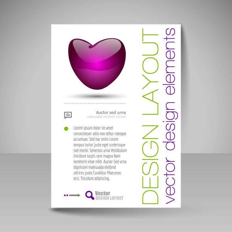 紫色心形图案商业宣传册矢量设计