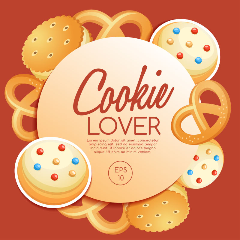 创意矢量曲奇饼干元素的横幅海报设计