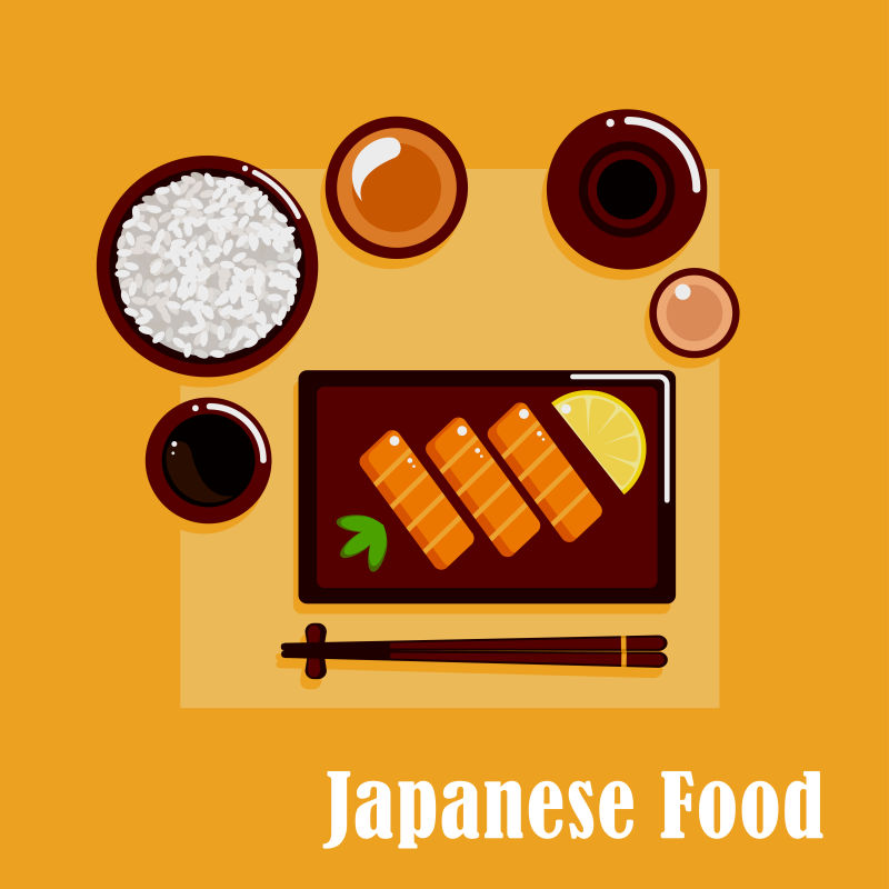 创意矢量日本料理插图