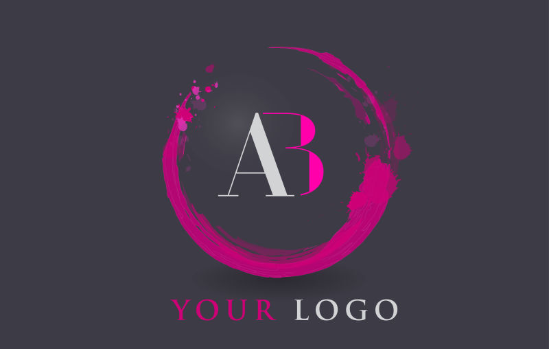 矢量设计字母AB紫色圆形标识