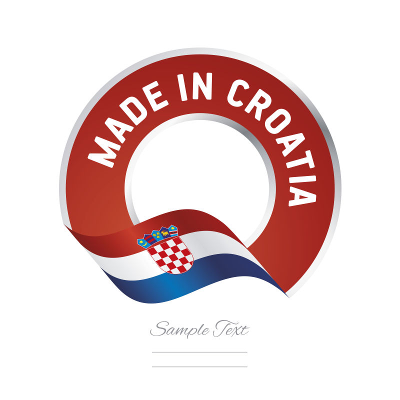 矢量克罗地亚制造的平面标签设计