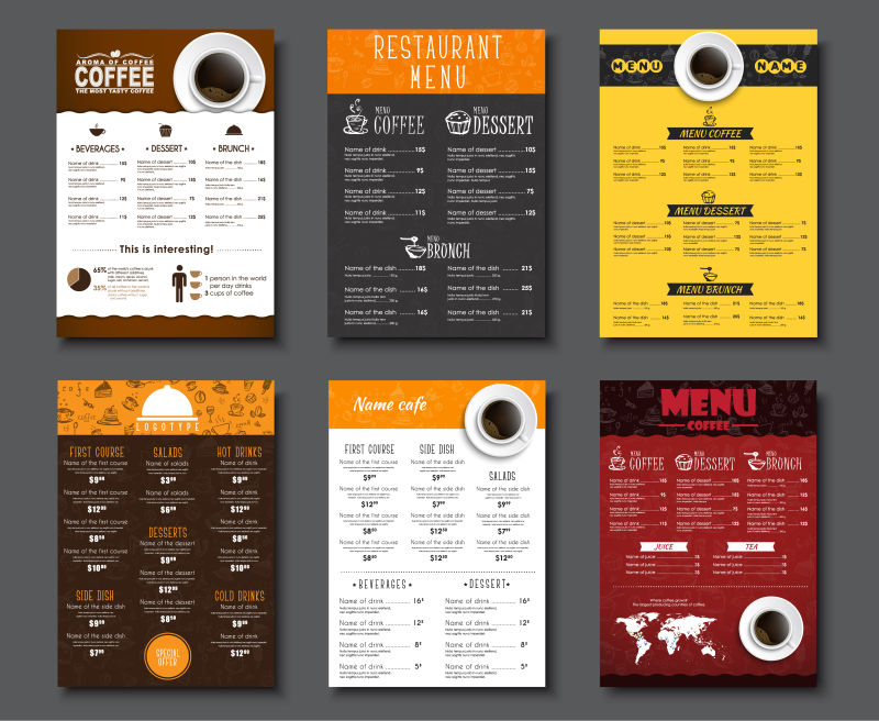 创意矢量现代商业咖啡菜单设计