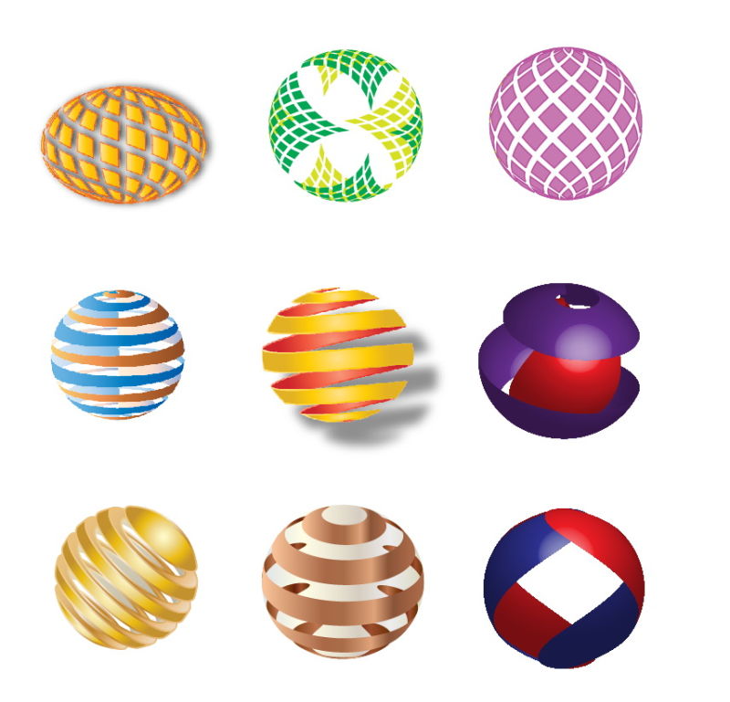 创意矢量彩色球形标志设计