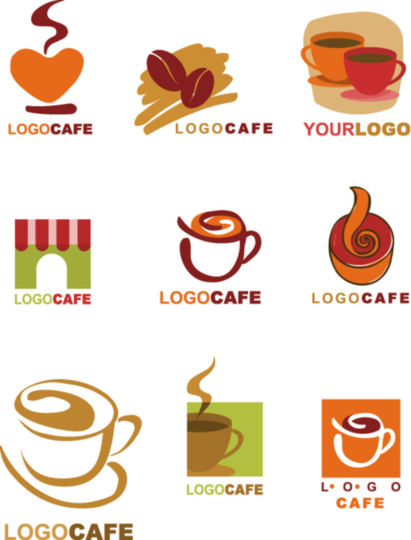 抽象矢量咖啡元素的图标设计