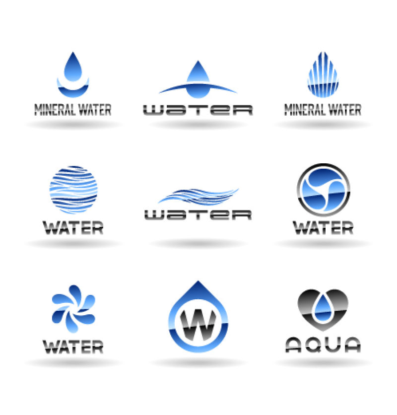 矢量现代水滴元素的创意标志设计