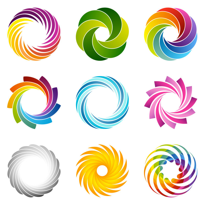 抽象矢量彩色花型的标志设计