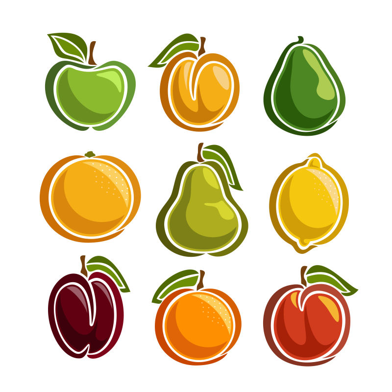 抽象矢量平面风格的水果插图