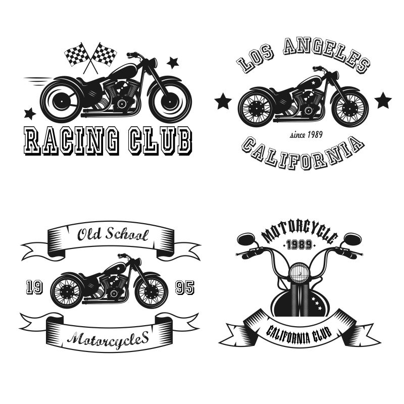 抽象矢量现代摩托车主题的徽章设计