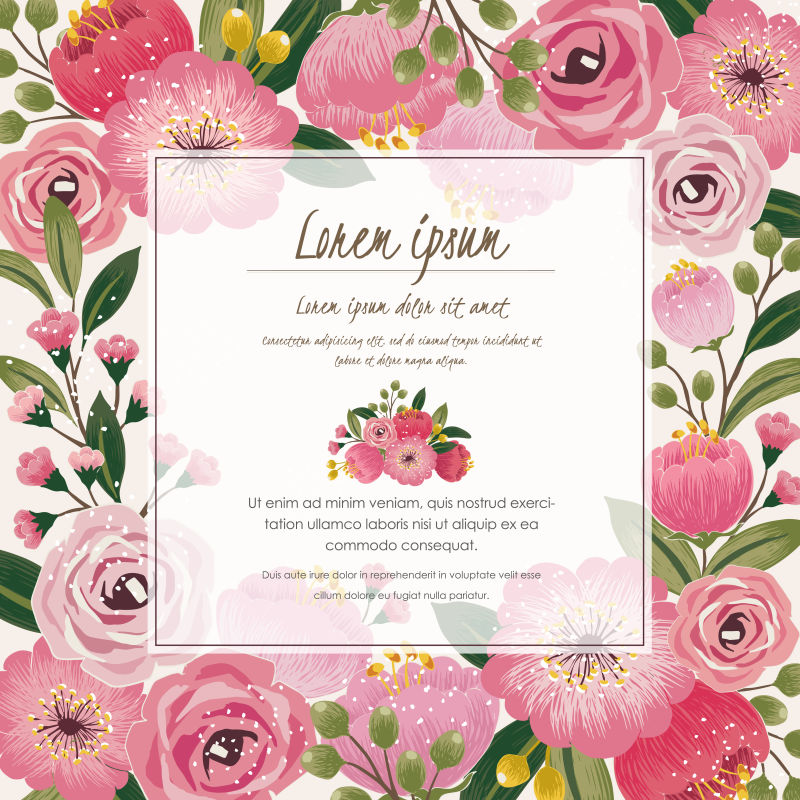 创意矢量粉色花朵装饰卡片设计