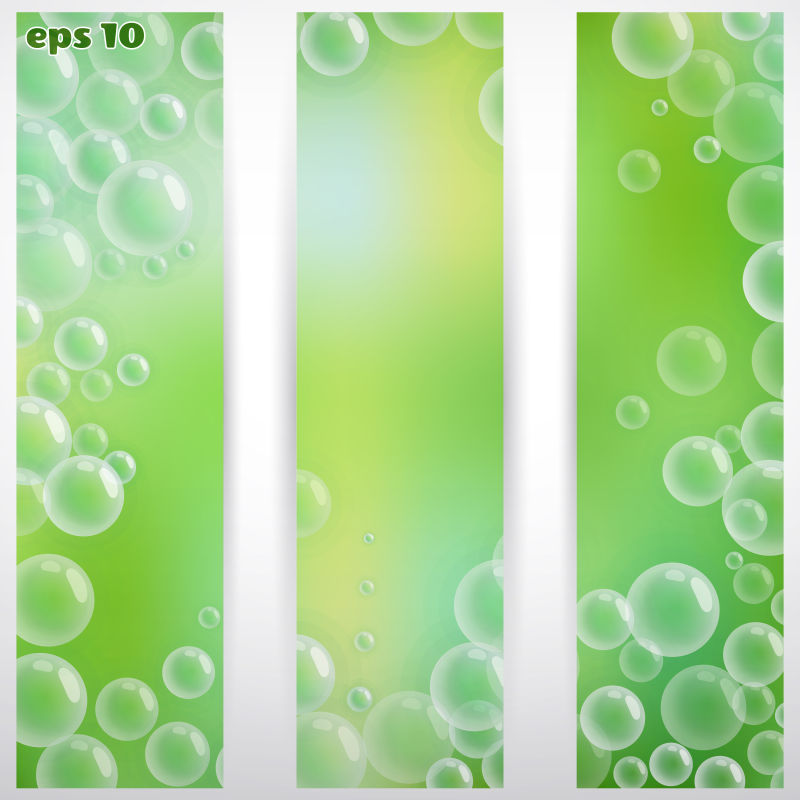 抽象矢量绿色泡泡元素的横幅设计