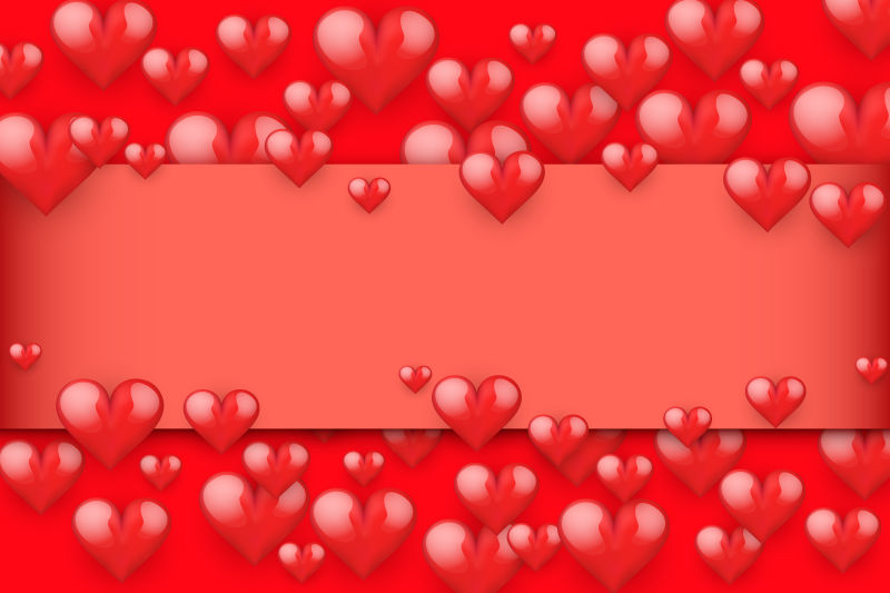 创意矢量红色心形元素浪漫背景