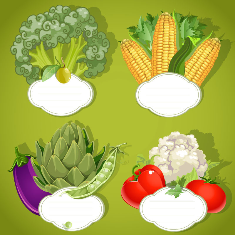新鲜蔬菜标签矢量设计