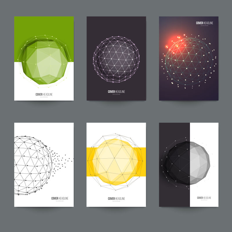 抽象球形图案企业传单矢量设计
