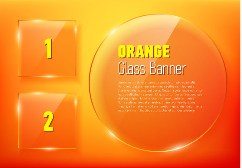 创意矢量现代抽象橙色玻璃横幅设计