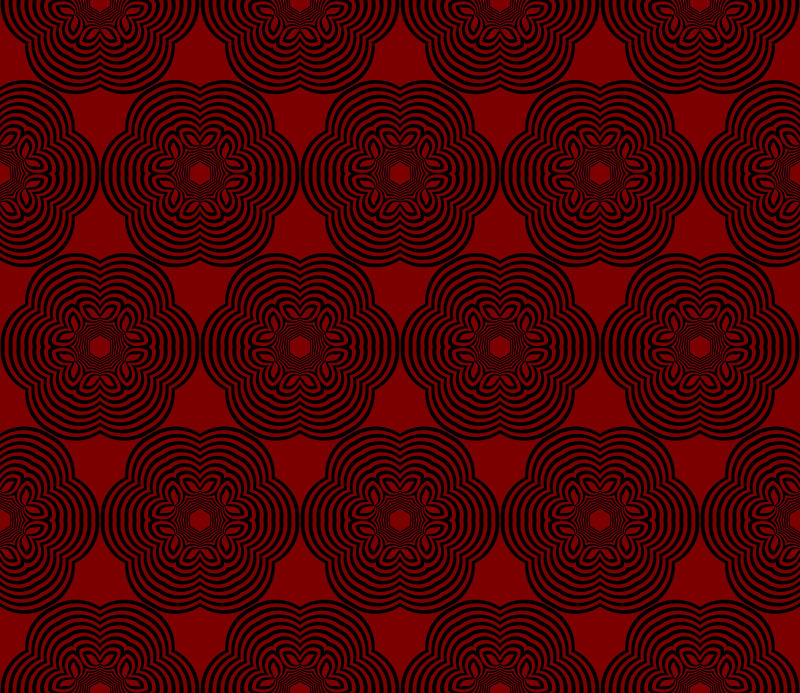 抽象矢量红色几何花型元素无缝背景