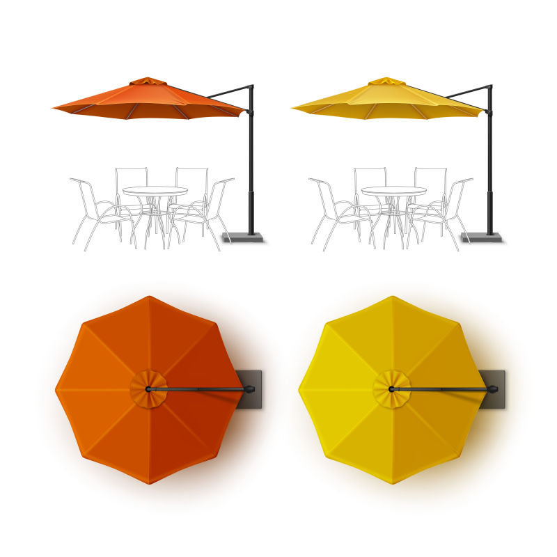 矢量橙黄色遮阳伞